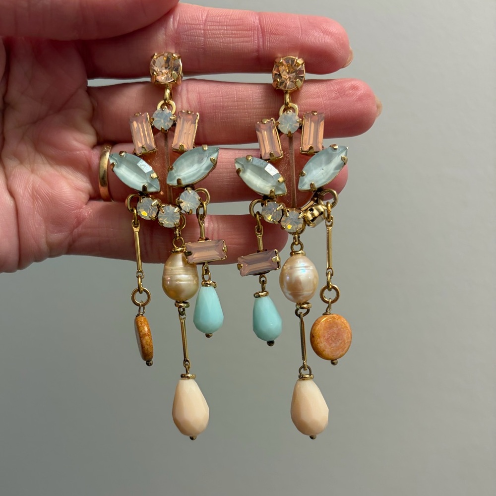 OLIVE & PIPER Gemstone and Freshwater Pearl Statement Earrings